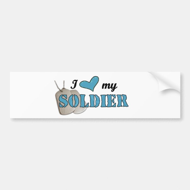 Coche Amo a mi pegatina para el parachoques del soldado (Frente)