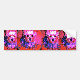 Coche ¡AMO MI YORKIE!  Pegatina para el parachoques