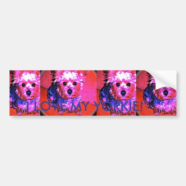 Coche ¡AMO MI YORKIE!  Pegatina para el parachoques (Frente)