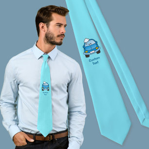 Coche azul con corbata de burbujas