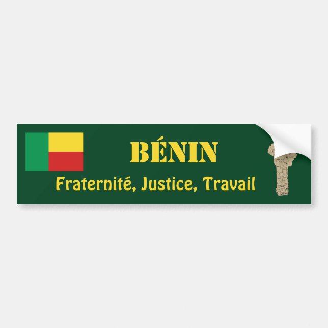Coche Bandera de Benin + Pegatina para el parachoques (Frente)