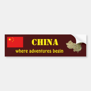 Coche Bandera de China + Pegatina para el parachoques