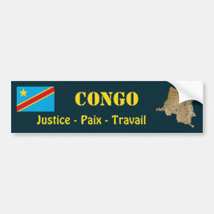 Coche Bandera de Congo-Kinshasa + Pegatina para el