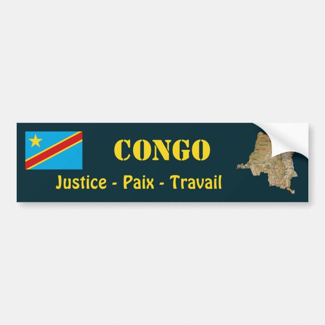 Coche Bandera de Congo-Kinshasa + Pegatina para el (Frente)