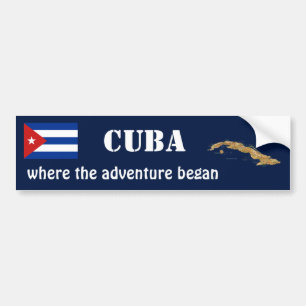 Coche Bandera de Cuba + Pegatina para el parachoques del