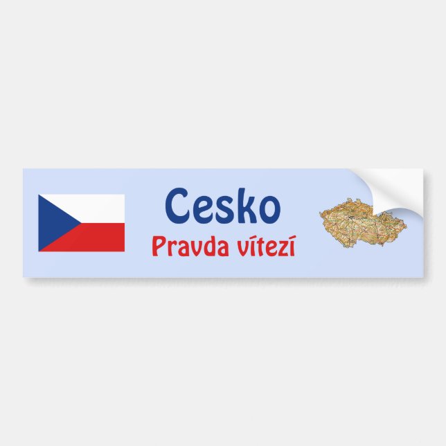 Coche Bandera de Czechia + Pegatina para el parachoques (Frente)