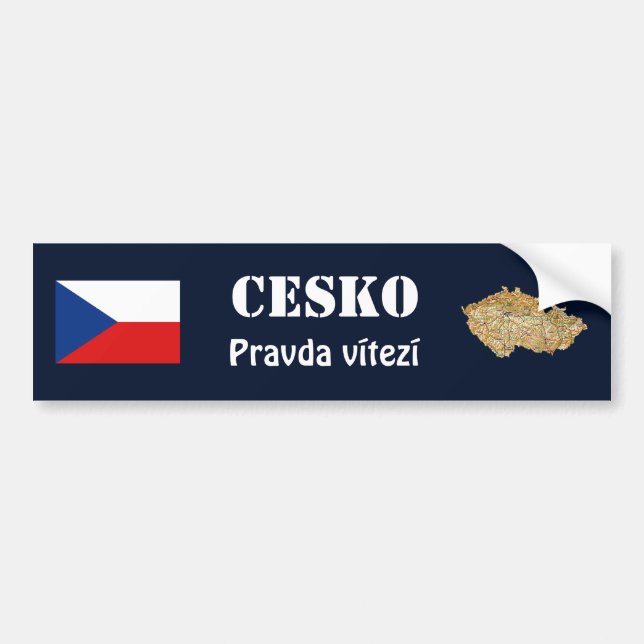 Coche Bandera de Czechia + Pegatina para el parachoques (Frente)