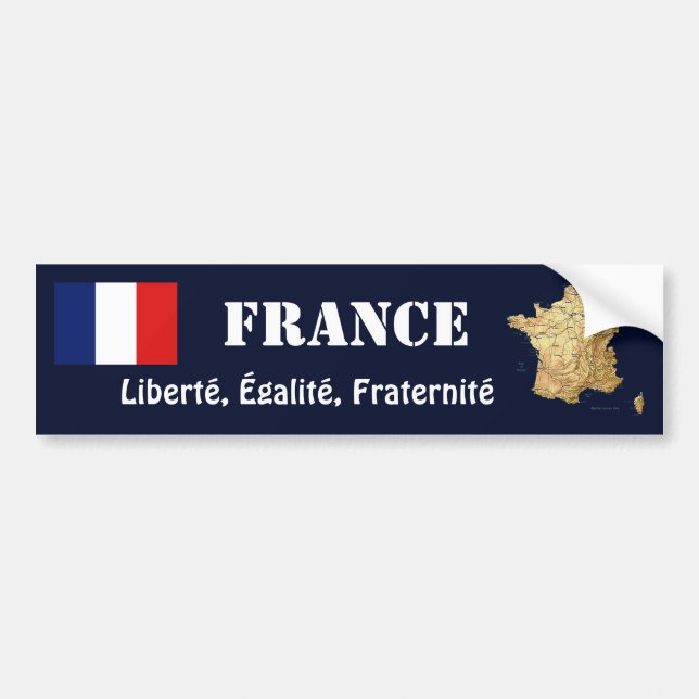 Coche Bandera de Francia + Pegatina para el parachoques (Frente)