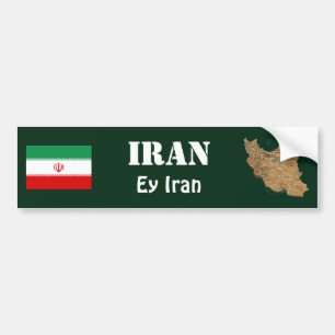Coche Bandera de Irán + Pegatina para el parachoques de