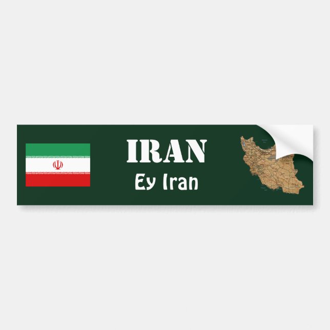 Coche Bandera de Irán + Pegatina para el parachoques del (Frente)