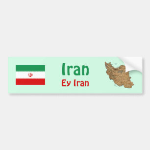 Coche Bandera de Irán + Pegatina para el parachoques del