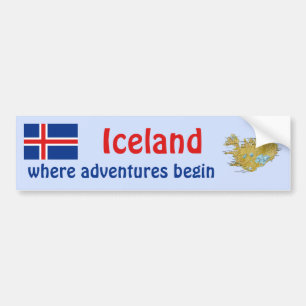 Coche Bandera de Islandia + Pegatina para el parachoques
