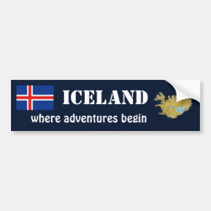 Coche Bandera de Islandia + Pegatina para el parachoques