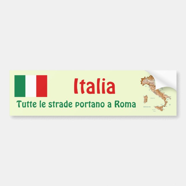 Coche Bandera de Italia + Pegatina para el parachoques (Frente)