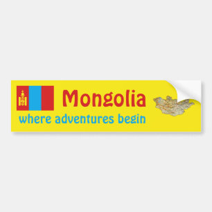 Coche Bandera de Mongolia + Pegatina para el parachoques