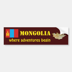 Coche Bandera de Mongolia + Pegatina para el parachoques