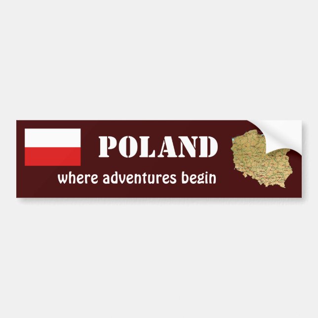 Coche Bandera de Polonia + Pegatina para el parachoques (Frente)