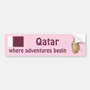 Coche Bandera de Qatar + Pegatina para el parachoques