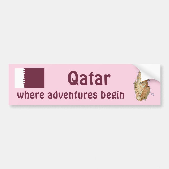 Coche Bandera de Qatar + Pegatina para el parachoques (Frente)