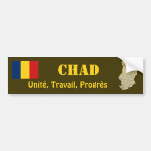 Coche Bandera de República eo Tchad + Pegatina para el