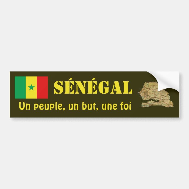 Coche Bandera de Senegal + Pegatina para el parachoques (Frente)