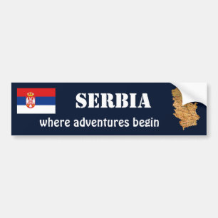 Coche Bandera de Serbia + Pegatina para el parachoques