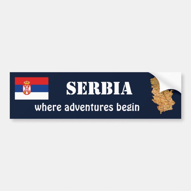 Coche Bandera de Serbia + Pegatina para el parachoques (Frente)