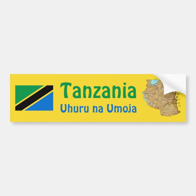 Coche Bandera de Tanzania + Pegatina para el parachoques (Frente)