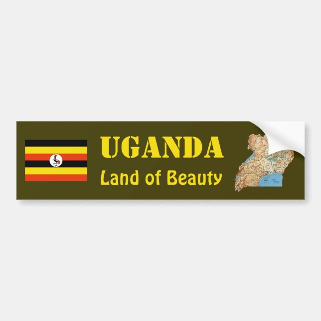 Coche Bandera de Uganda + Pegatina para el parachoques (Frente)