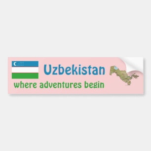 Coche Bandera de Uzbekistán + Pegatina para el