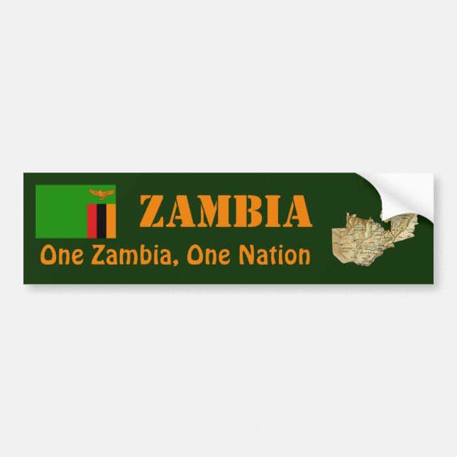 Coche Bandera de Zambia + Pegatina para el parachoques (Frente)