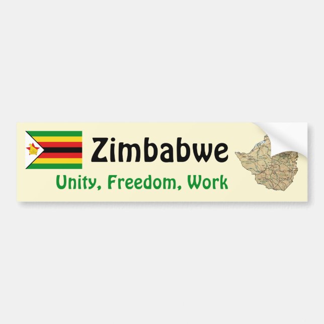 Coche Bandera de Zimbabwe + Pegatina para el parachoques (Frente)