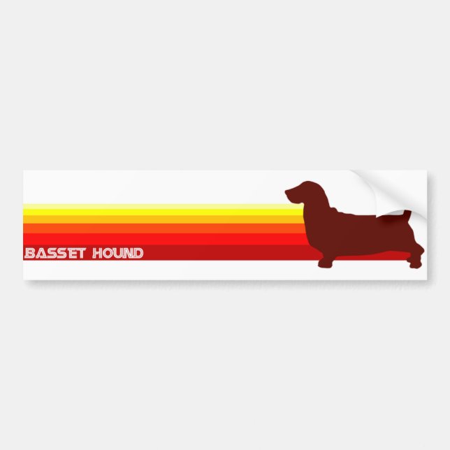 Coche Basset Hound con la pegatina para el parachoques (Frente)