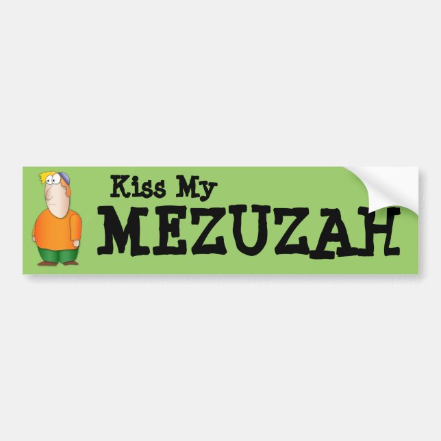 Coche Bese a mi pegatina para el parachoques de Mezuzah (Frente)