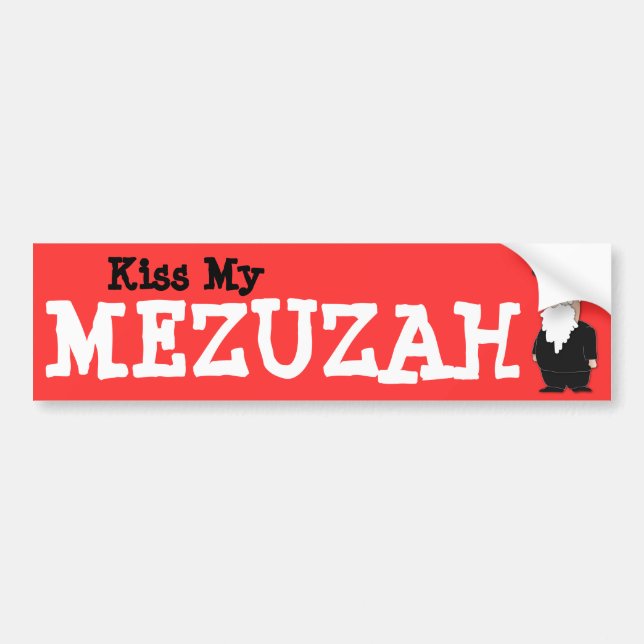 Coche Bese a mi pegatina para el parachoques de Mezuzah (Frente)