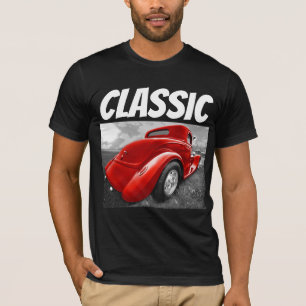 COCHE CLÁSICO CAMISETAS DE CUMPLEAÑOS ROJO HOTROD