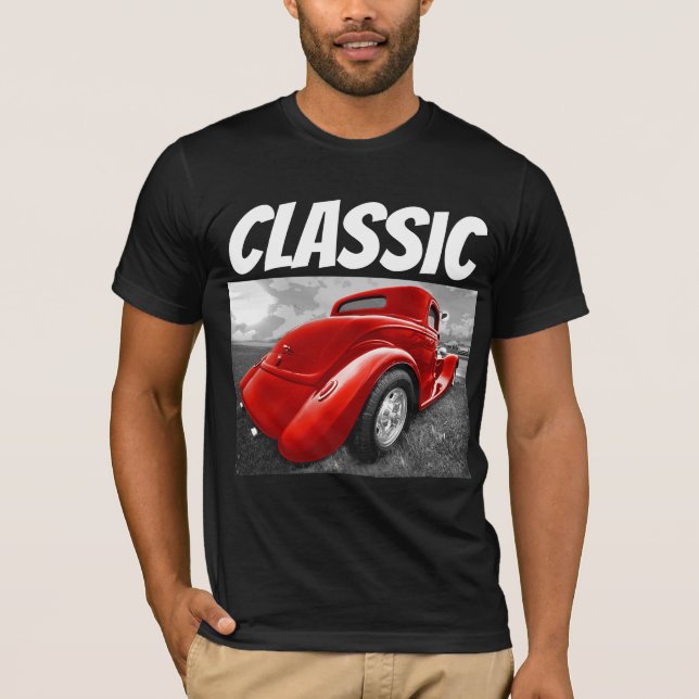 COCHE CLÁSICO CAMISETAS DE CUMPLEAÑOS ROJO HOTROD (Anverso)
