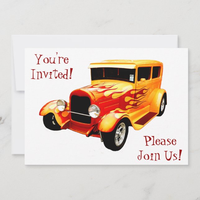 Coche clásico con invitación a la jubilación de ll (Anverso)