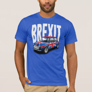 Coche clásico de Brexit mini en la camiseta azul