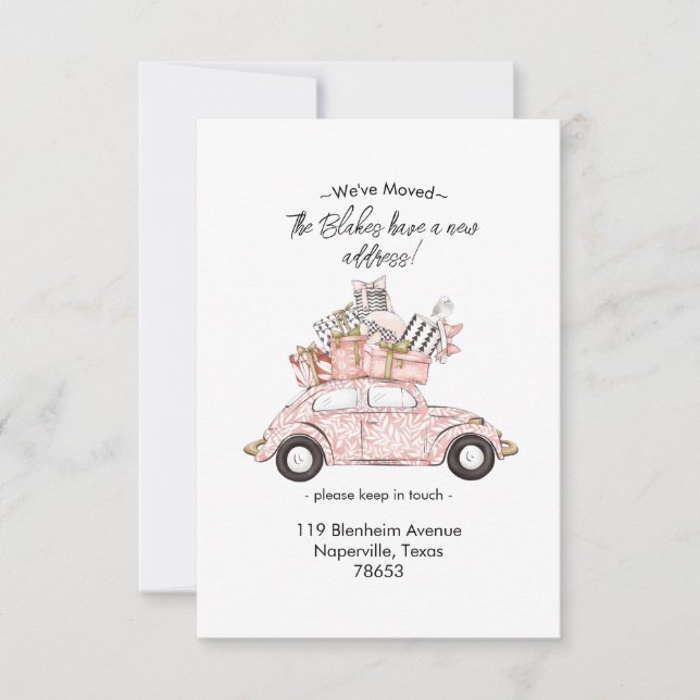 Coche con cajas Hemos movido la invitación (Anverso)