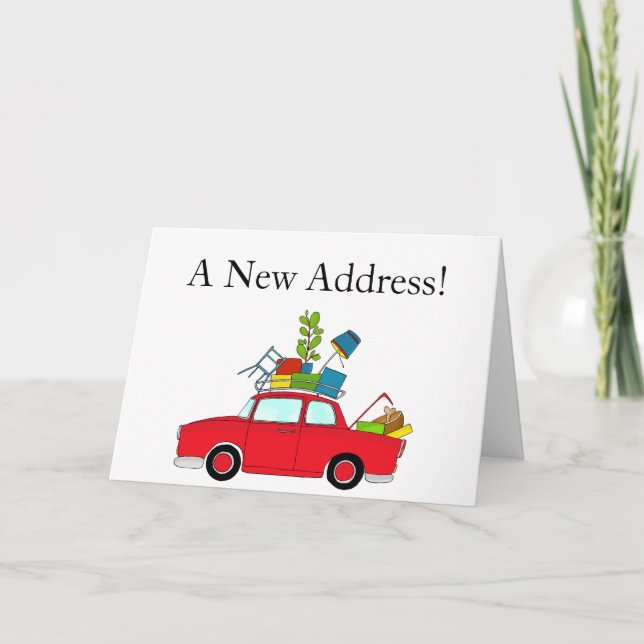 Coche con cosas Nueva tarjeta de dirección (Anverso)