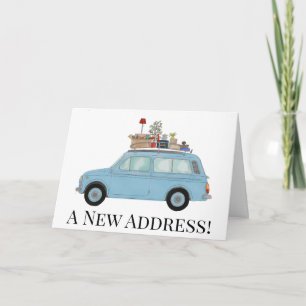 Coche con cosas Nueva tarjeta de dirección
