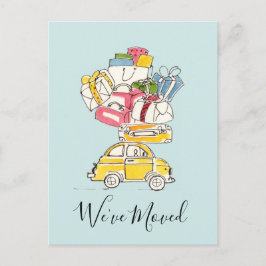 Coche con maletas de viaje Nos hemos mudado postal