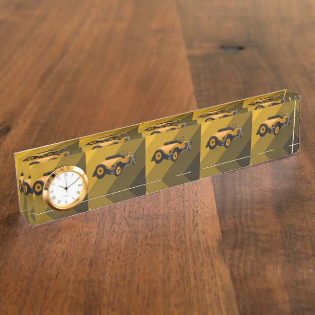 Coche convertible de cosecha amarilla, placa de id (Lateral)