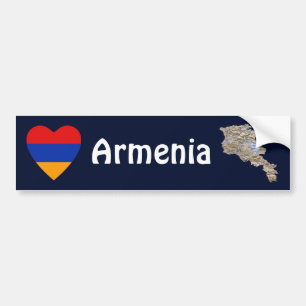 Coche Corazón de la bandera de Armenia + Pegatina para