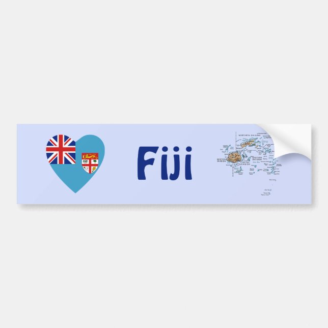 Coche Corazón de la bandera de Fiji + Pegatina para el (Frente)