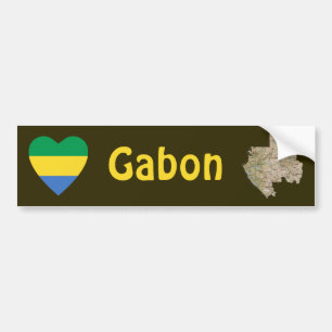 Coche Corazón de la bandera de Gabón + Pegatina para el