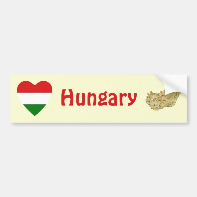 Coche Corazón de la bandera de Hungría + Pegatina para (Frente)