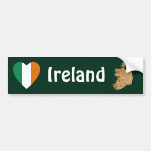 Coche Corazón de la bandera de Irlanda + Pegatina para