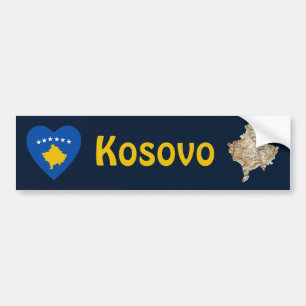 Coche Corazón de la bandera de Kosovo + Pegatina para e